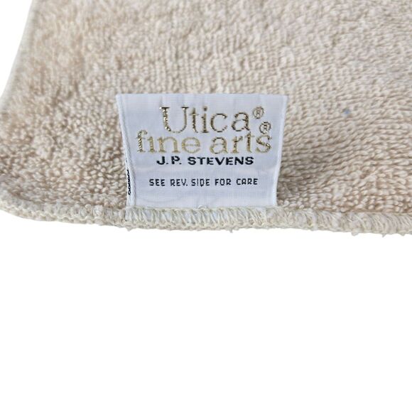 Lot 2 Vtg JP Stevens Utica Fine Arts Washcloth Flower Trellis Beige Multicolor - Picture 8 of 9